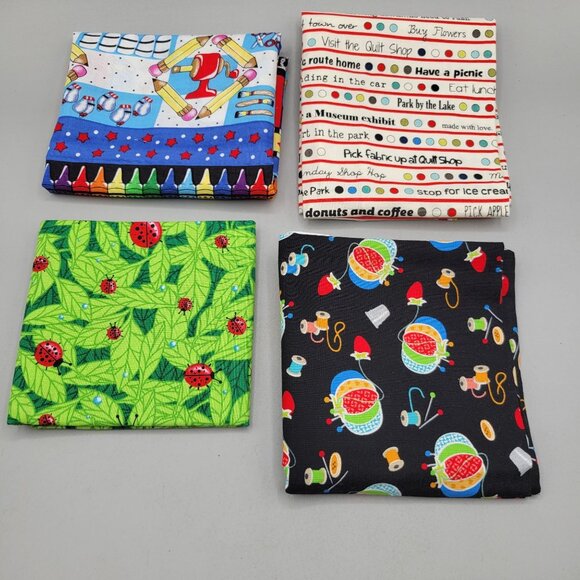 Fat Quarters Fabric Bundle of 4 Different Prints Quilting Crafts Sewing - Picture 2 of 2